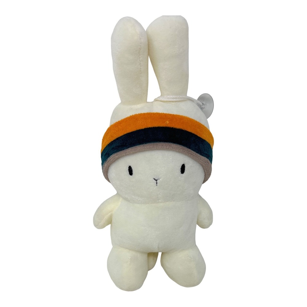Unbranded Plush Bunny Toy Unisex 11" White Striped Headband Suction Cup Hanger